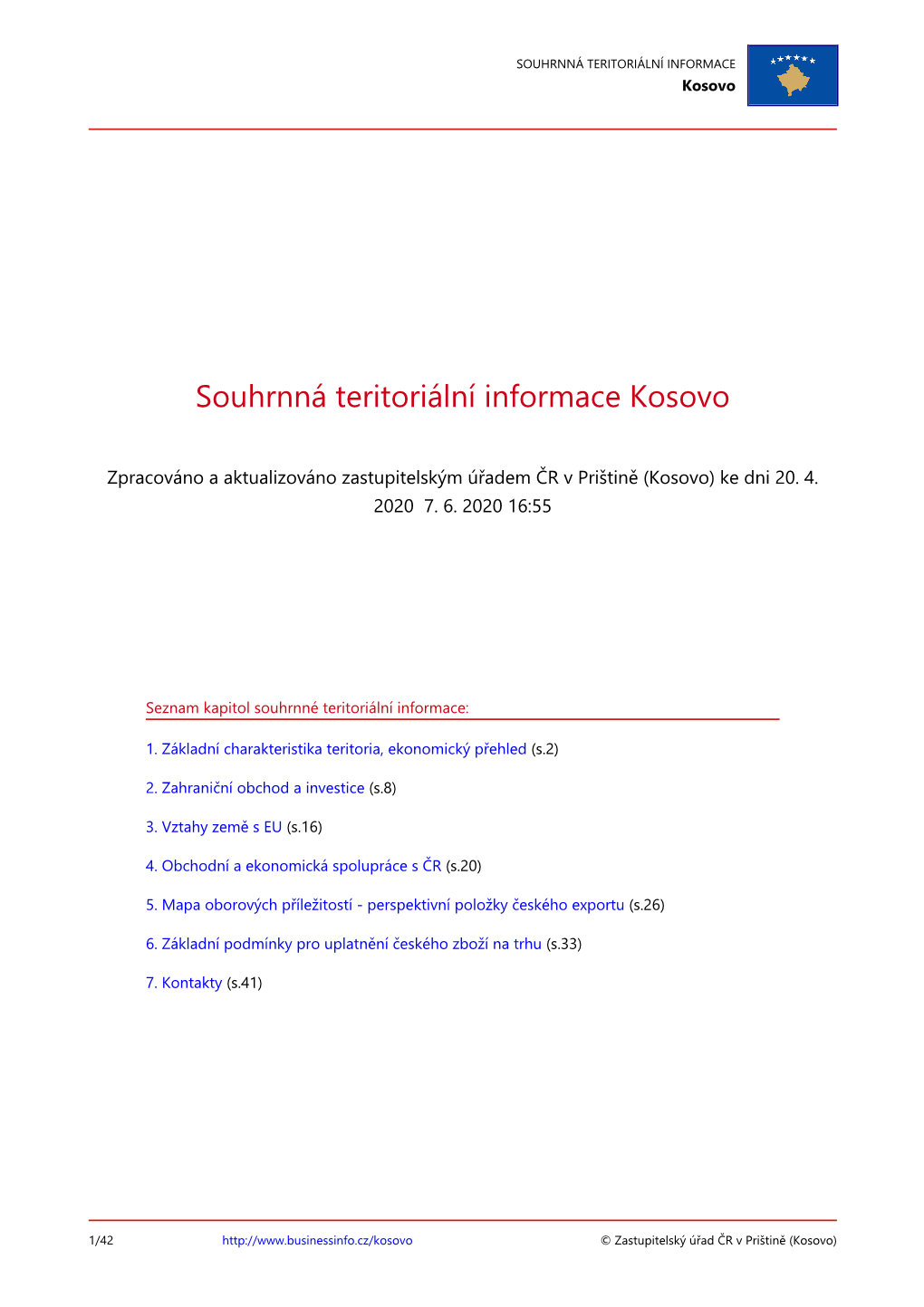 Souhrnná Terirotální Informace Kosovo
