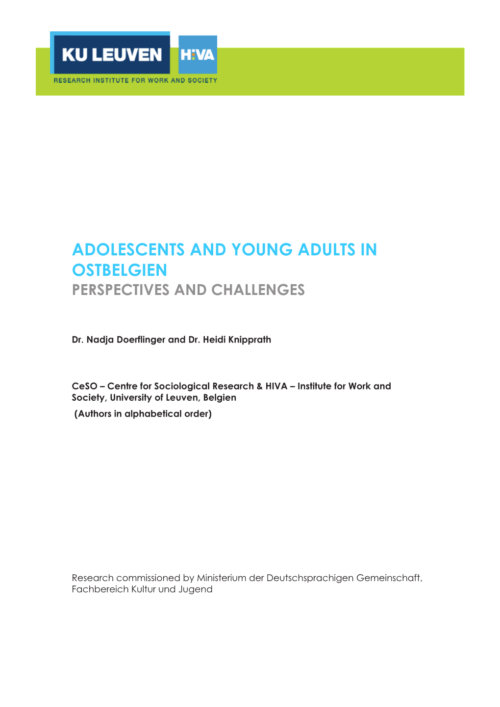 Adolescents and Young Adults in Ostbelgien Perspectives and Challenges