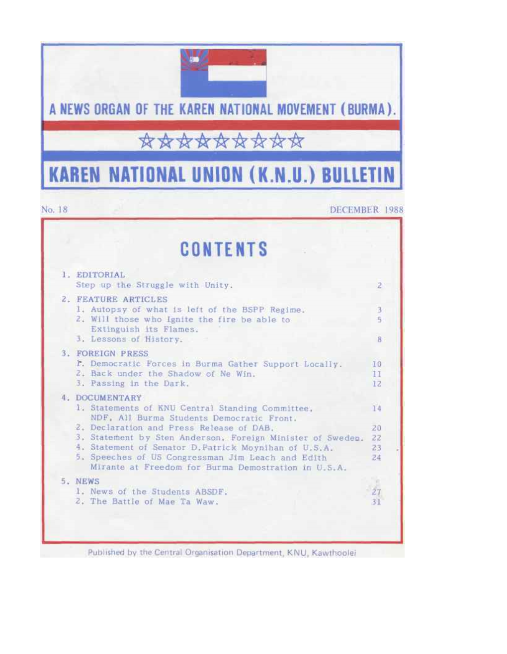 KNU Bulletin (December 1988)