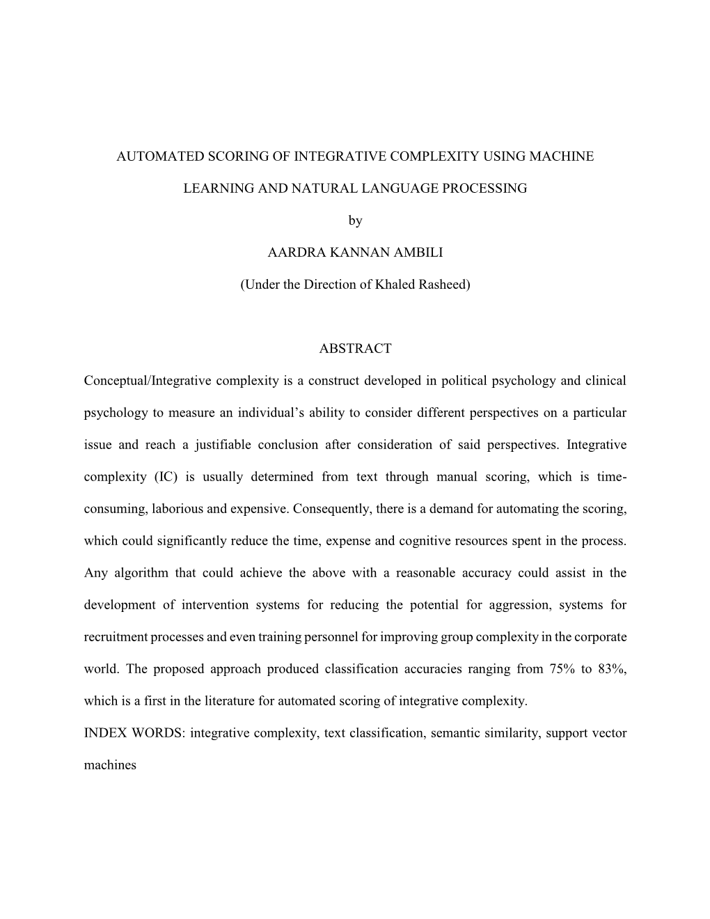 Automated Scoring of Integrative Complexity Using Machine