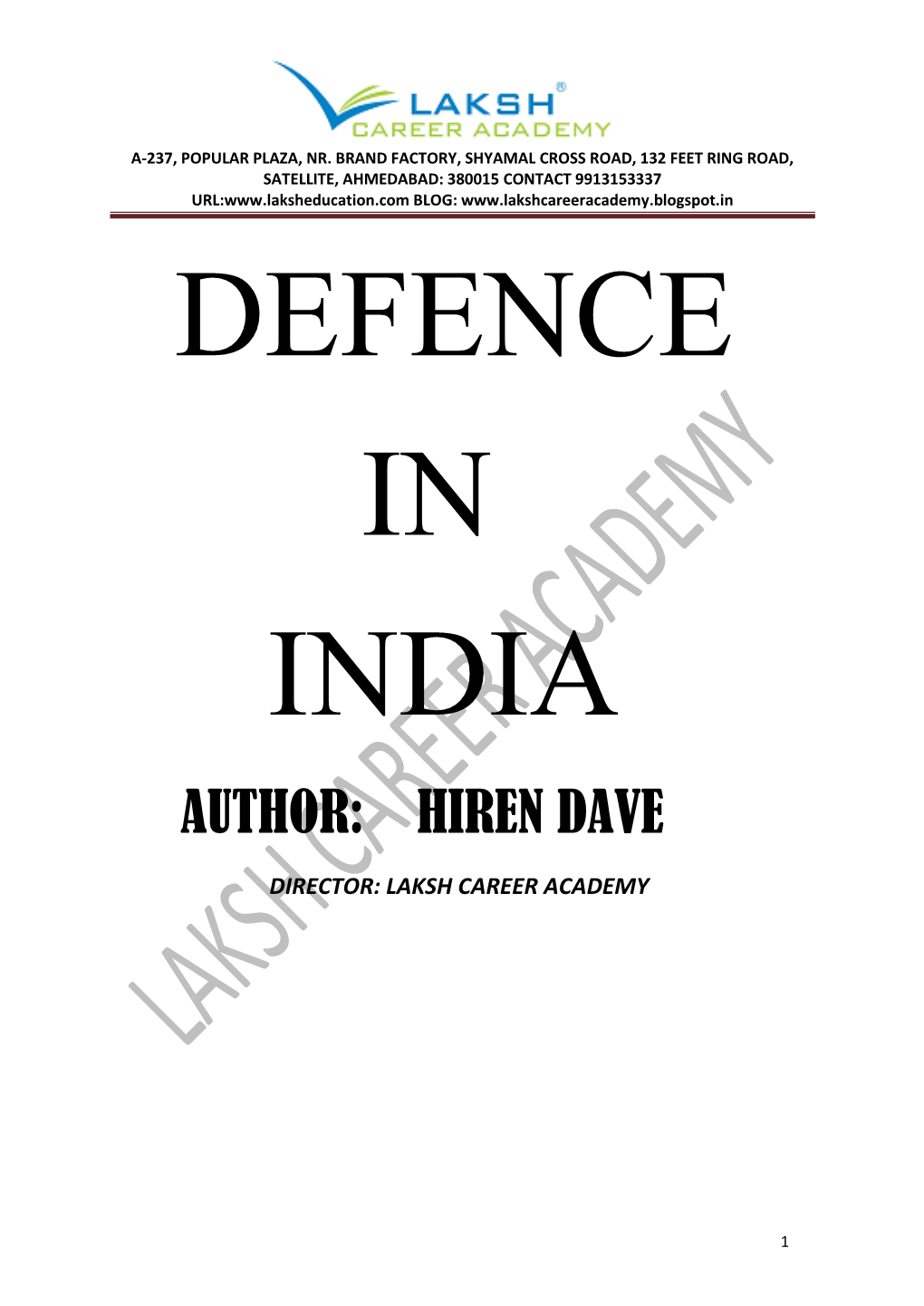 DEFENCE in INDIA LAKSH Career Academy UTHOR