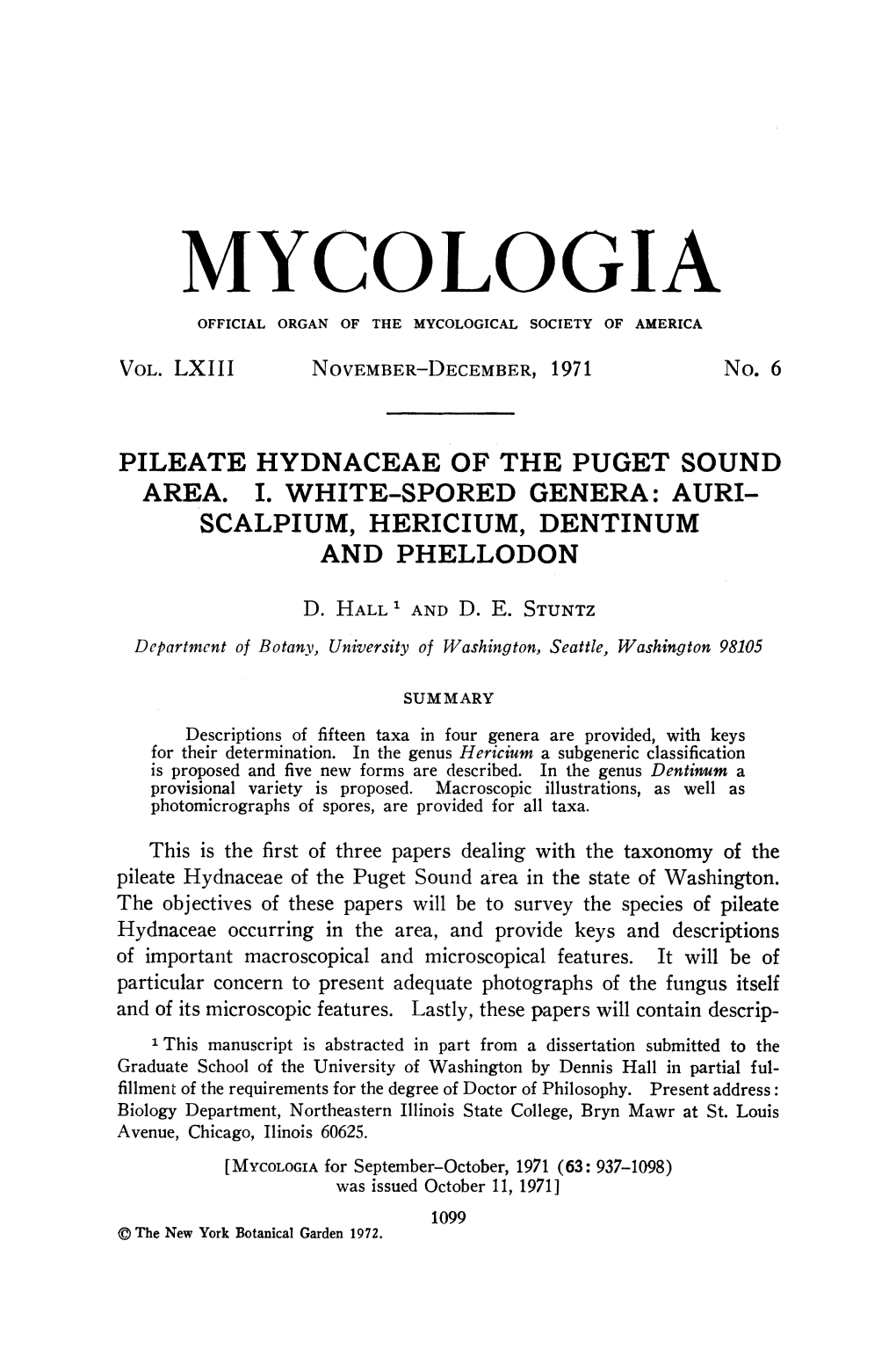 Mycologia Official Organ of the Mycological Society of America