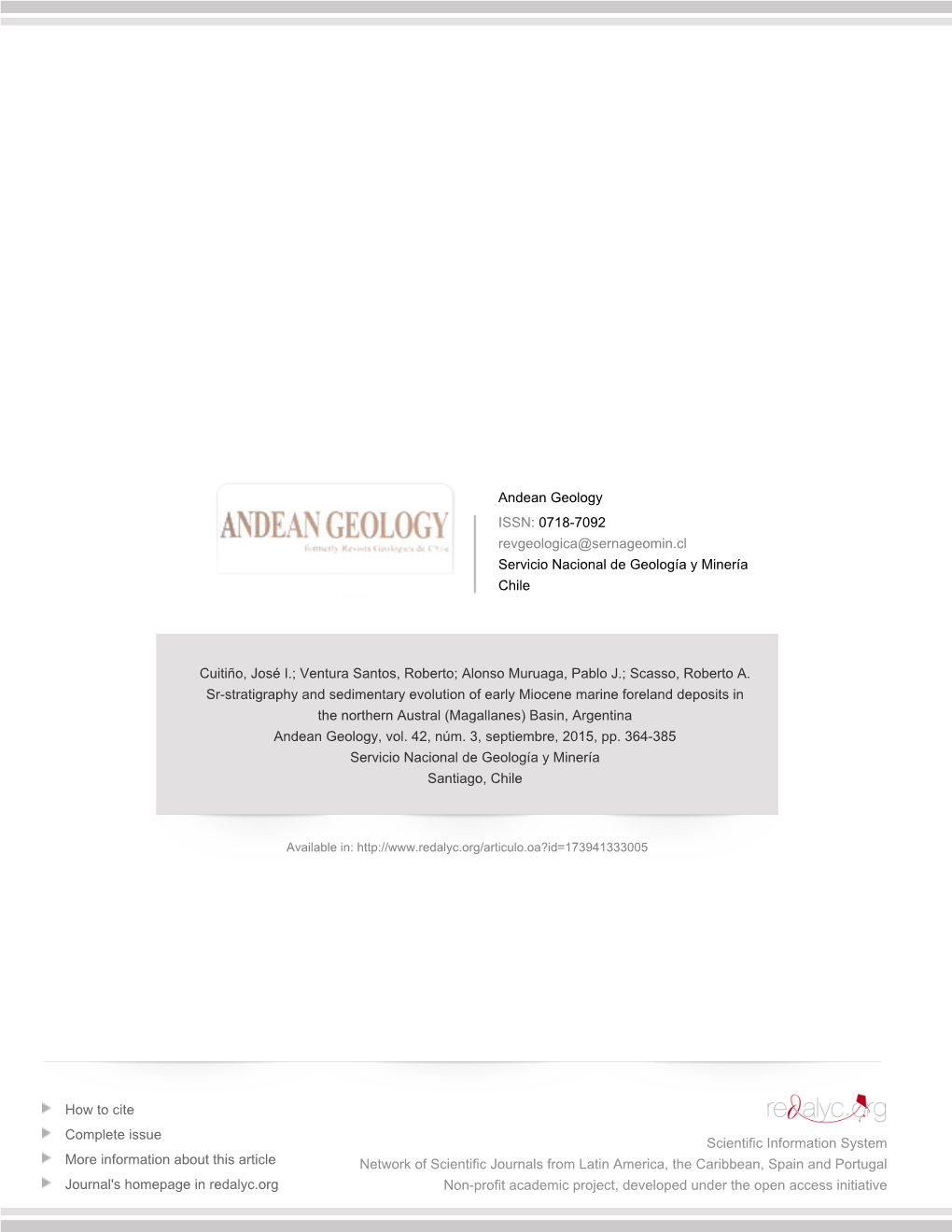 Redalyc.Sr-Stratigraphy and Sedimentary Evolution of Early