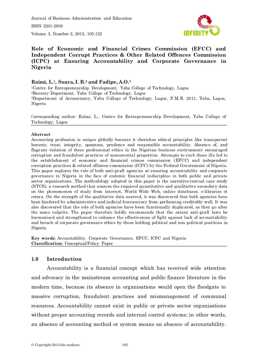 Role of Economic and Financial Crimes Commission