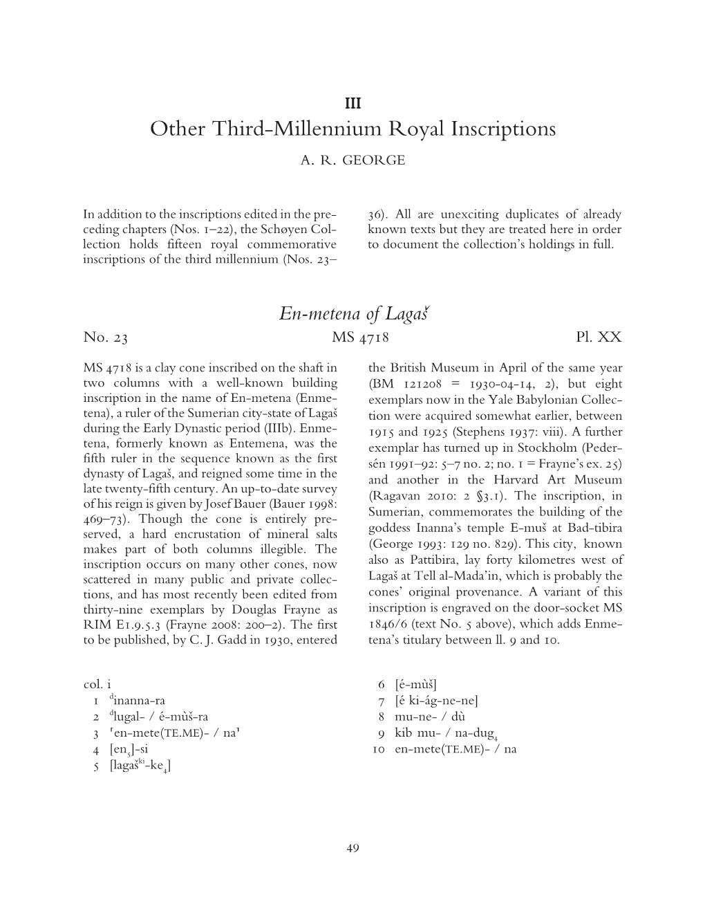 Other Third-Millennium Royal Inscriptions A