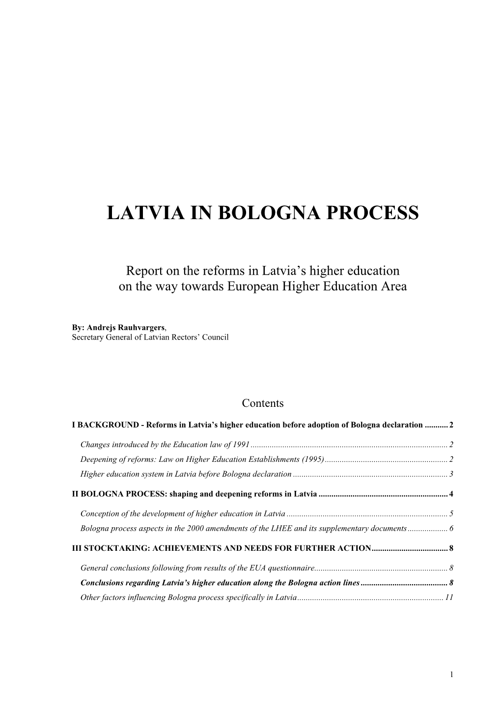 Latvia in Bologna Process