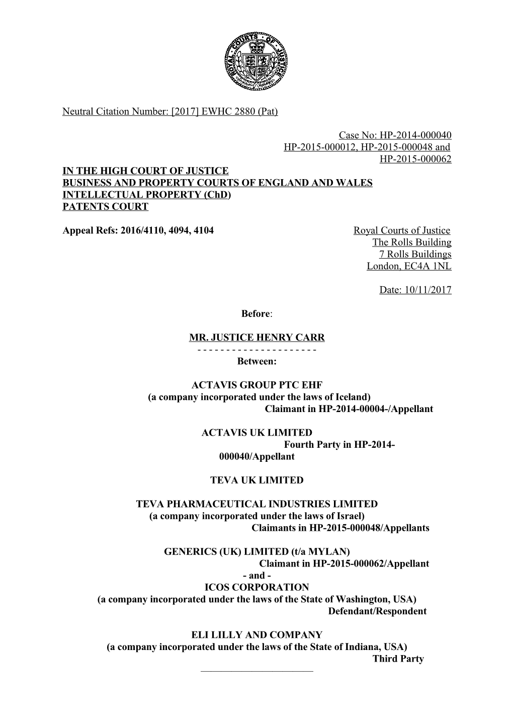 High Court Judgment Template s15