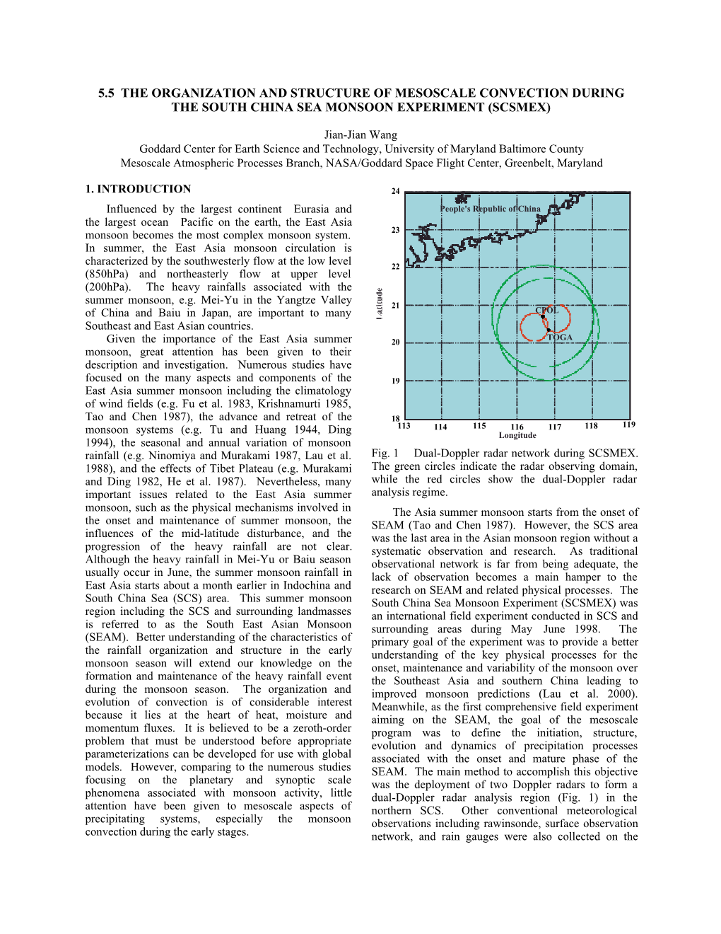 5.5 the Organization and Structure of Mesoscale Convection During the South China Sea Monsoon Experiment (Scsmex)