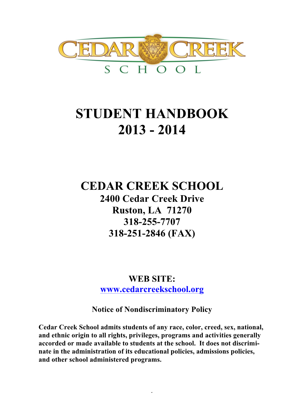 Student Handbook 2013 - 2014