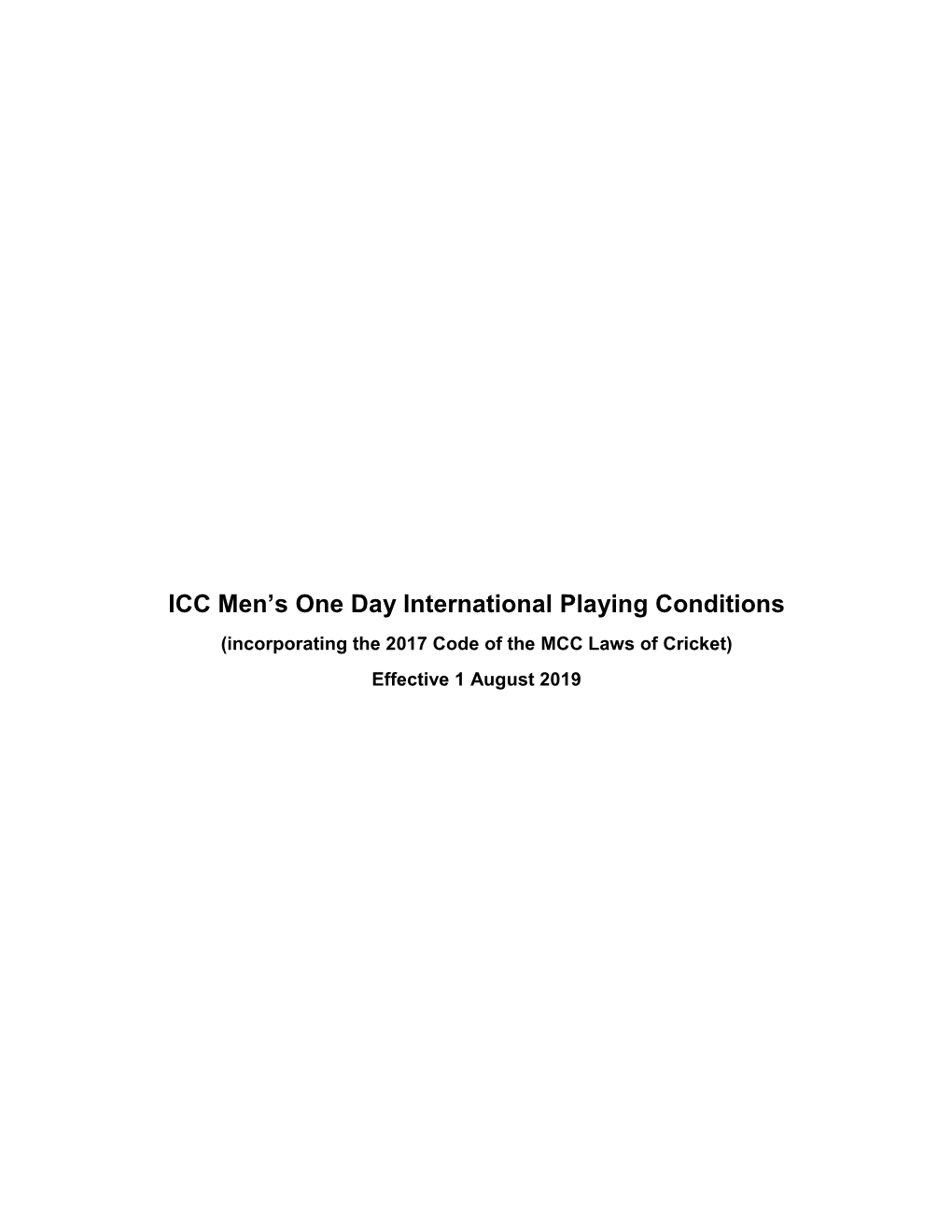 ICC ODI Playing Conditions