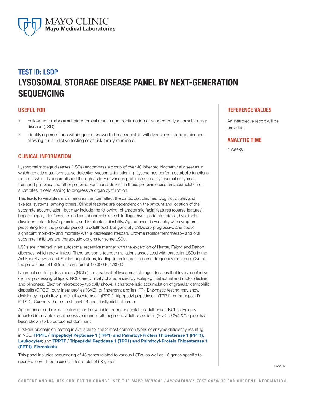 Lysosomal Storage Disease Panel by Next-Generation Sequencing