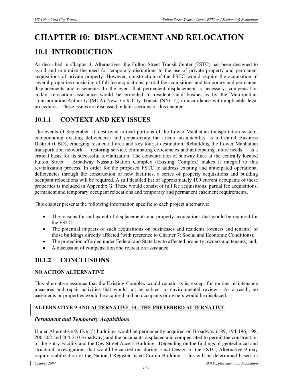 Chapter 10: Displacement and Relocation 10.1 Introduction