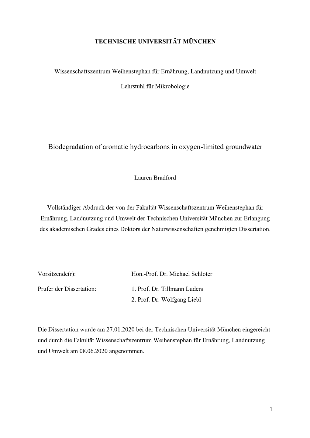 Biodegradation of Aromatic Hydrocarbons in Oxygen-Limited Groundwater