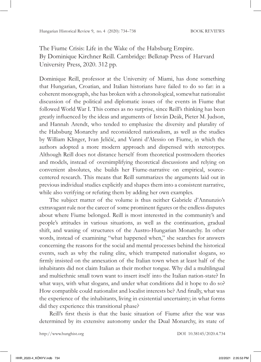 Life in the Wake of the Habsburg Empire. by Dominique Kirchner Reill