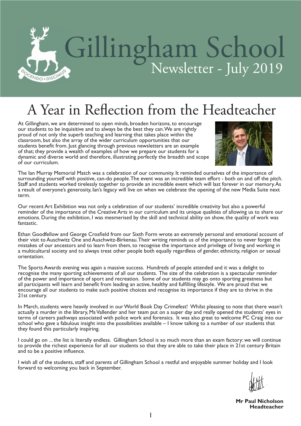 A Year in Reflection from the Headteacher