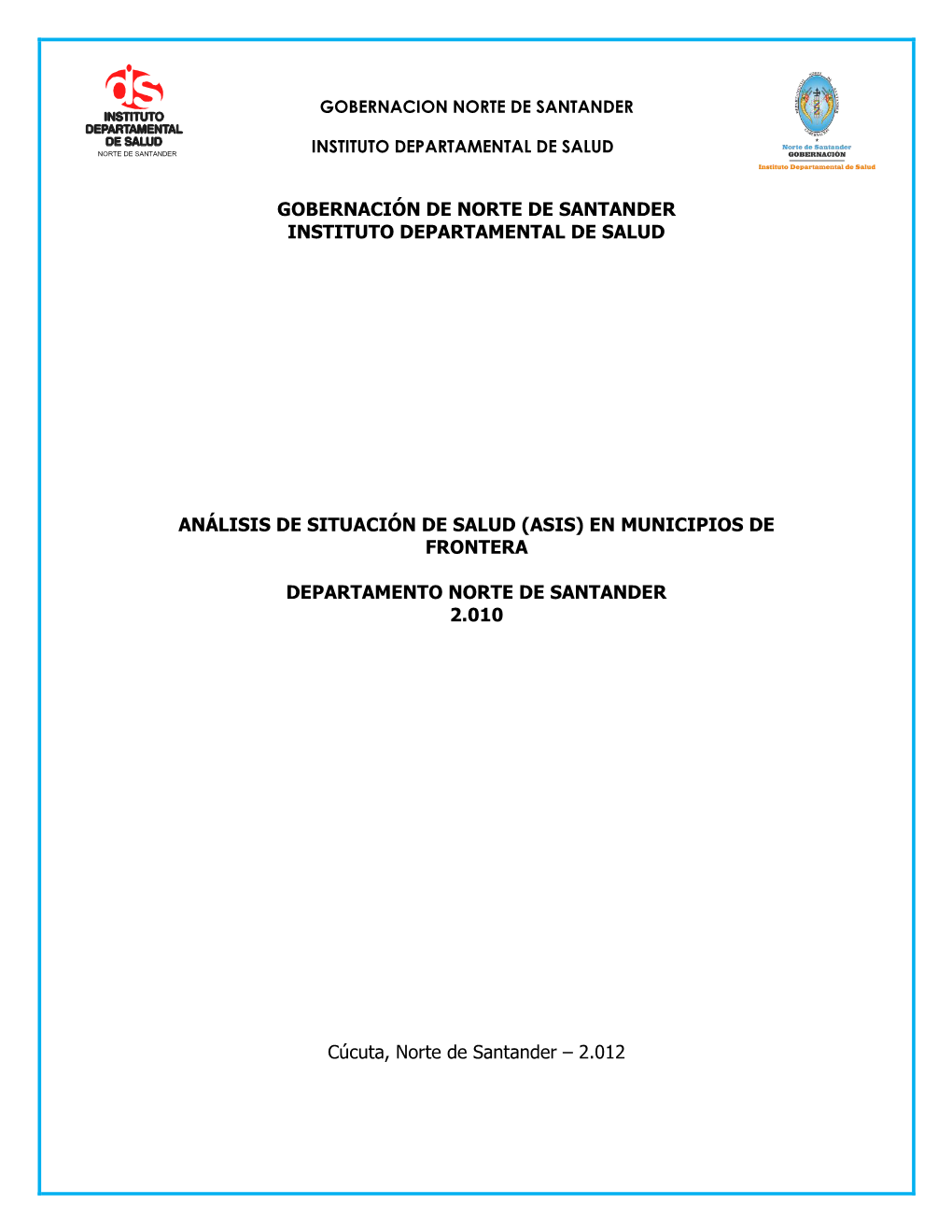 Gobernación De Norte De Santander Instituto Departamental De Salud