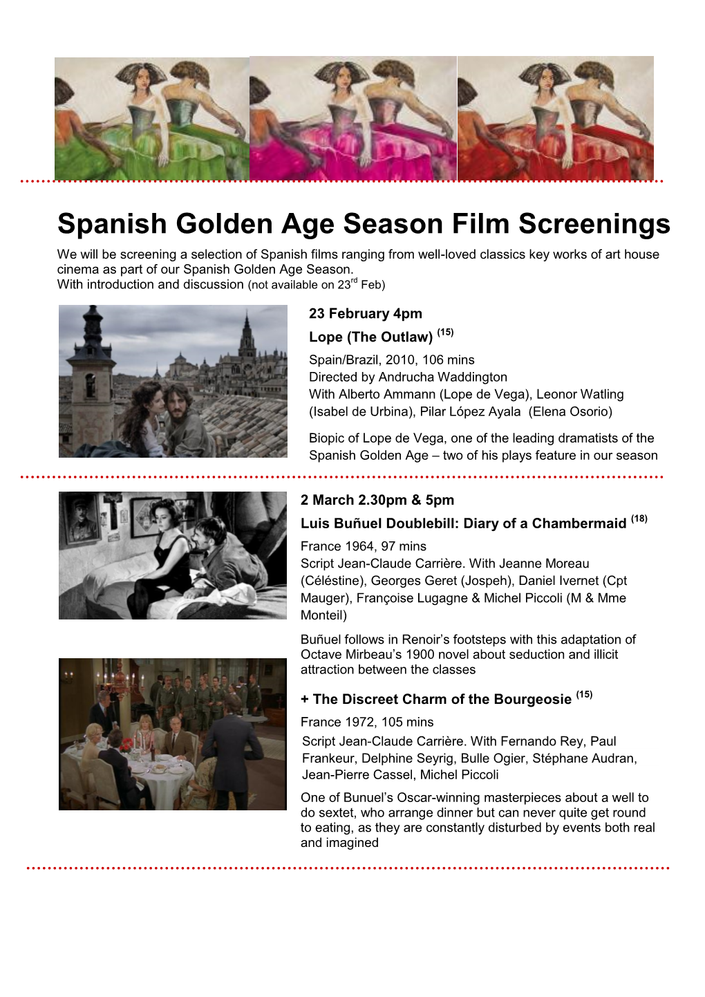 Spanish Golden Age Season Film Screenings