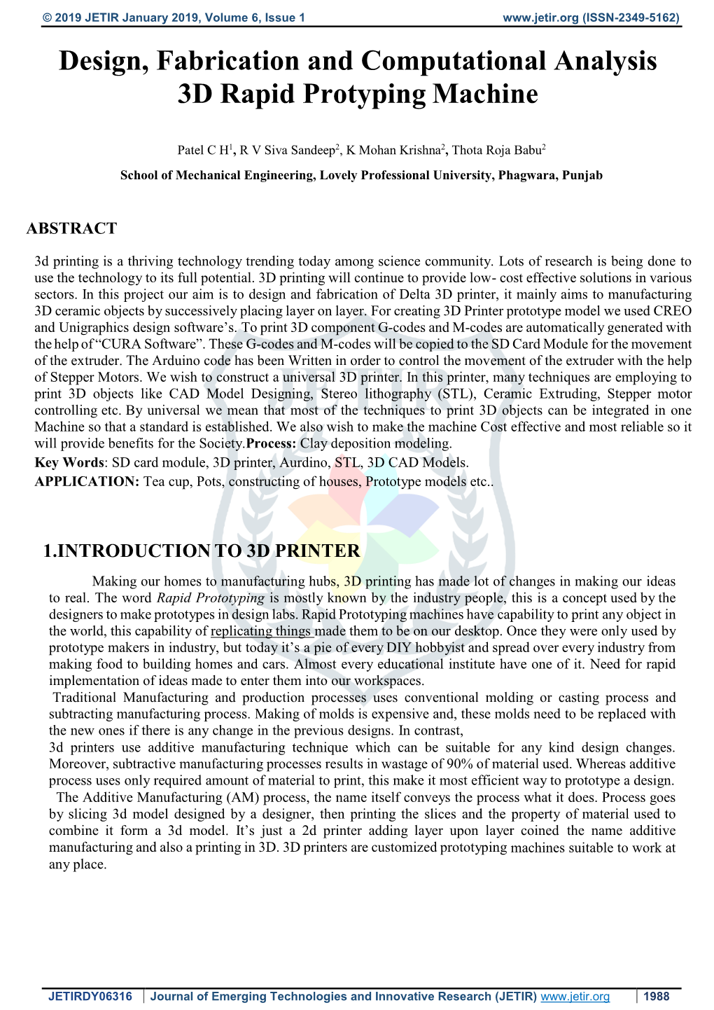 Design, Fabrication and Computational Analysis 3D Rapid Protyping Machine