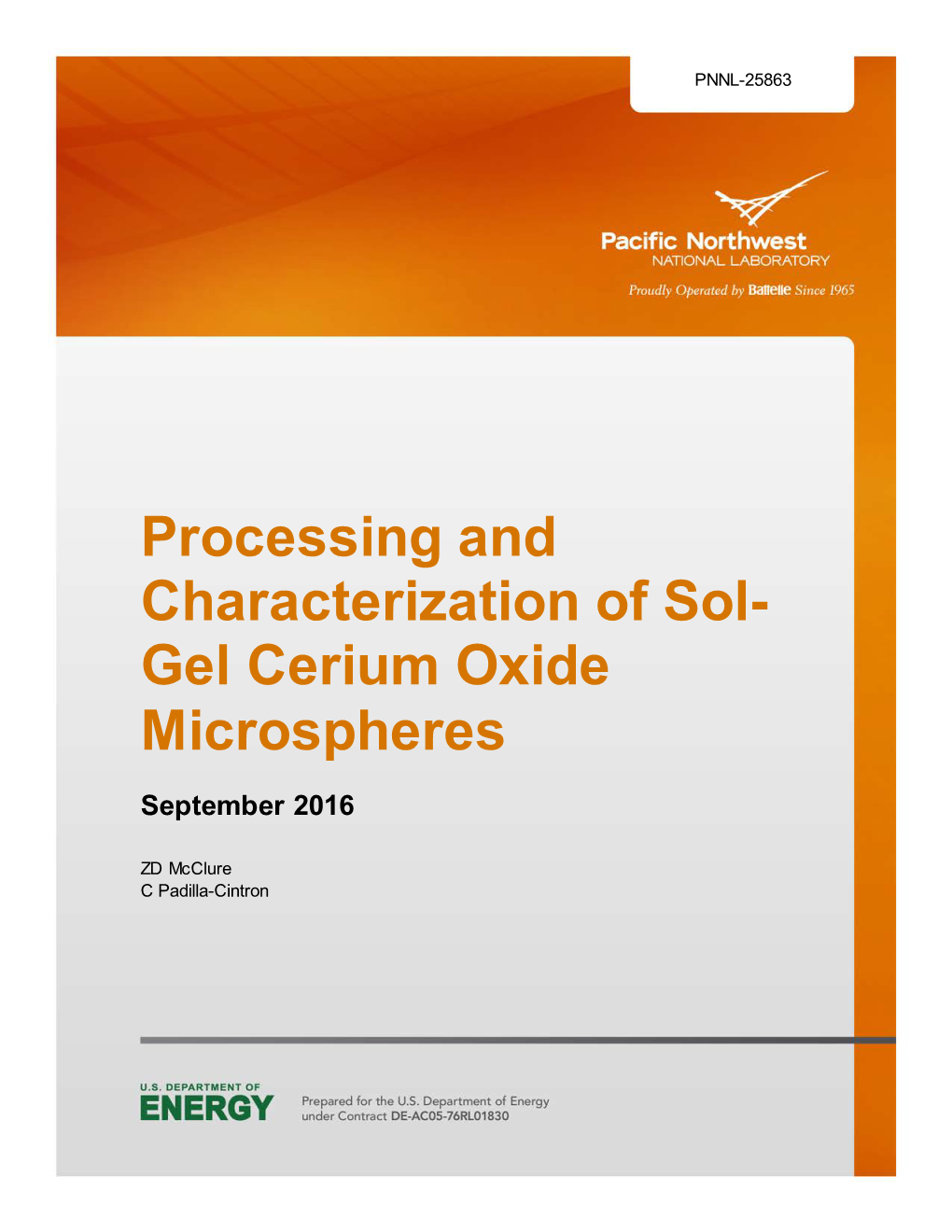 Processing and Characterization of Sol-Gel Cerium Oxide Microspheres