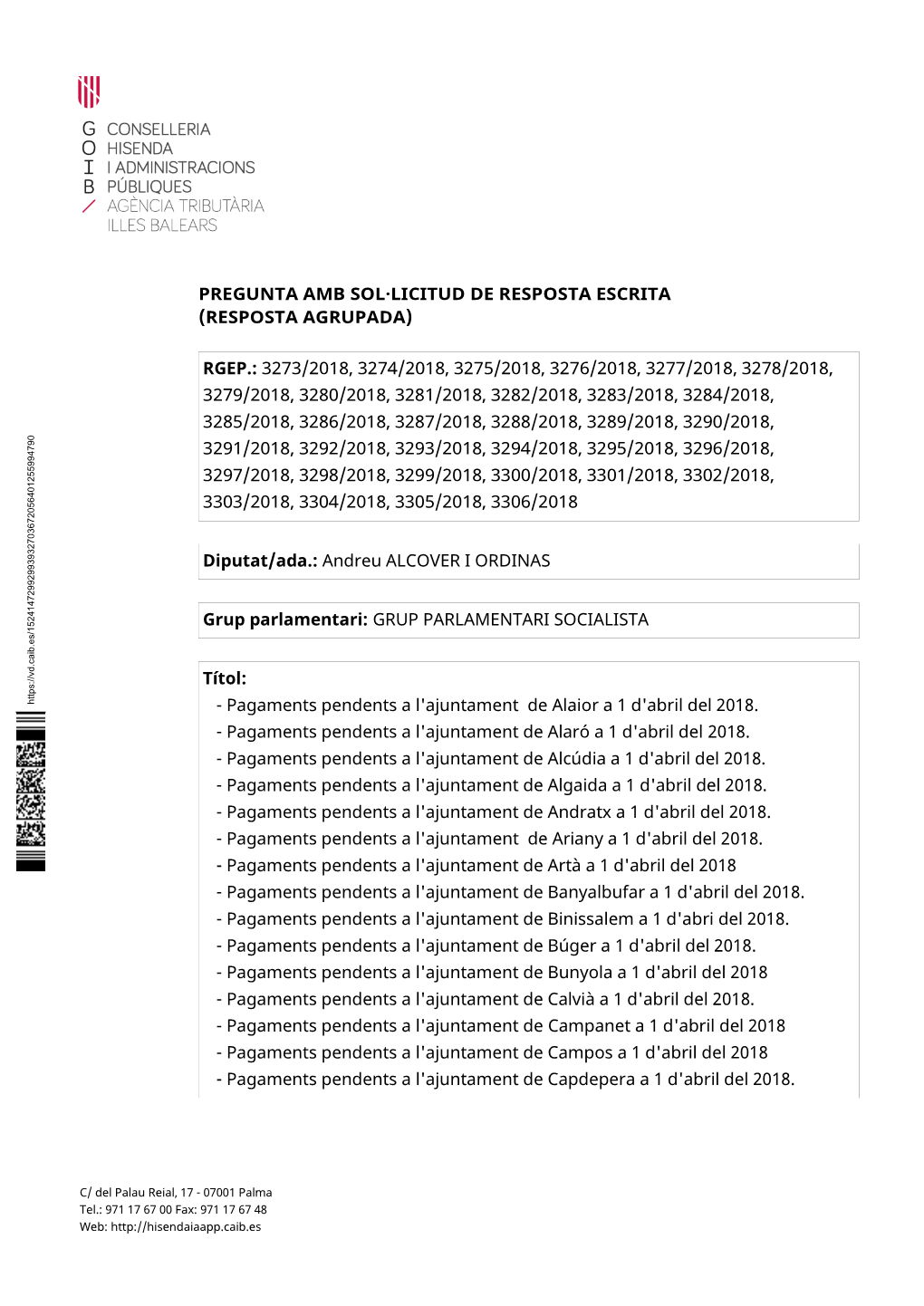 Rgep.: 3273/2018, 3274/2018, 3275/2018, 3276/2018, 3277/2018