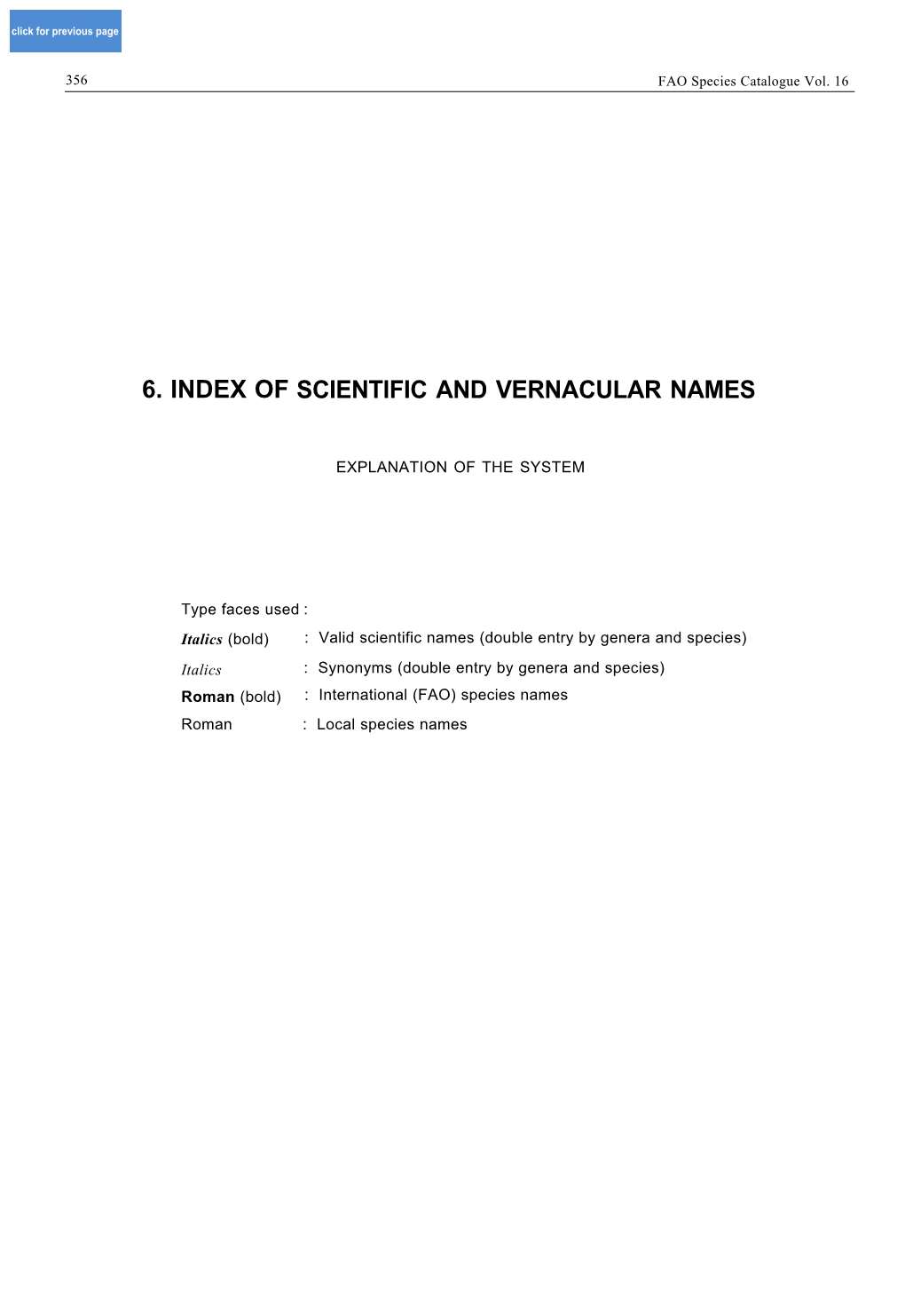 6. Index of Scientific and Vernacular Names