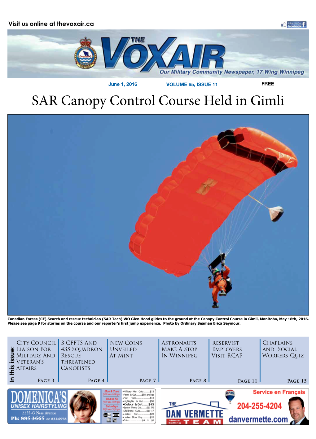 SAR Canopy Control Course Held in Gimli