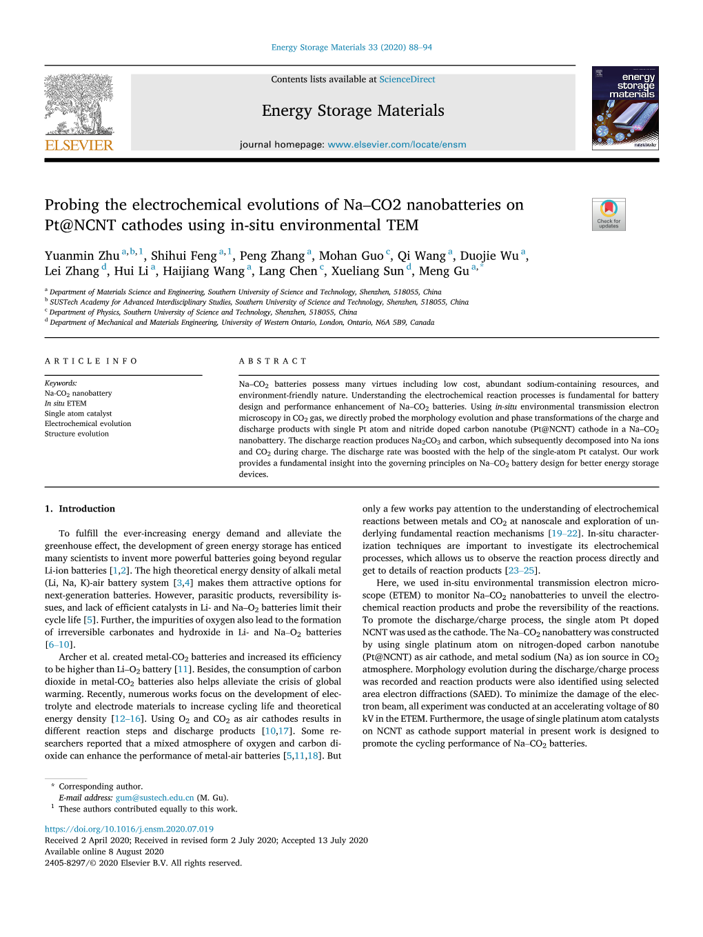 Energy Storage Materials 33 (2020) 88–94