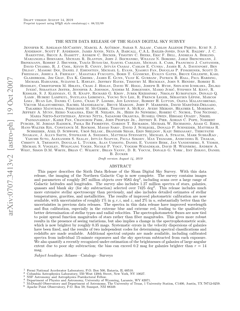 Arxiv:0707.3413V2 [Astro-Ph] 19 Oct 2007 Idly Hitpe .Hrt,Cagj Oa,Dvdw Ho W