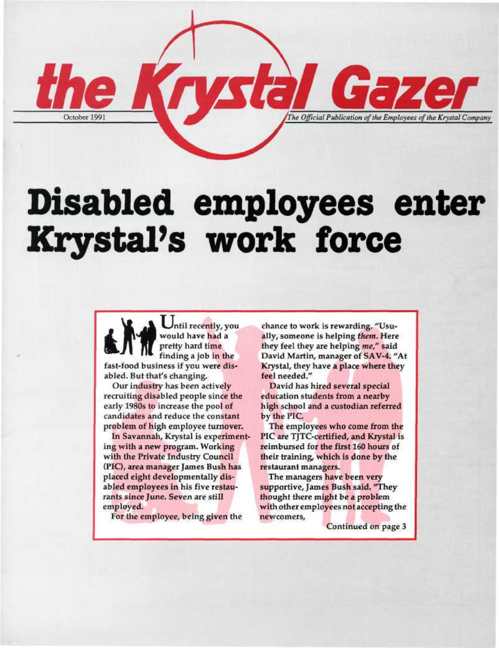 Disabled Employees Enter Krystal's Work Force