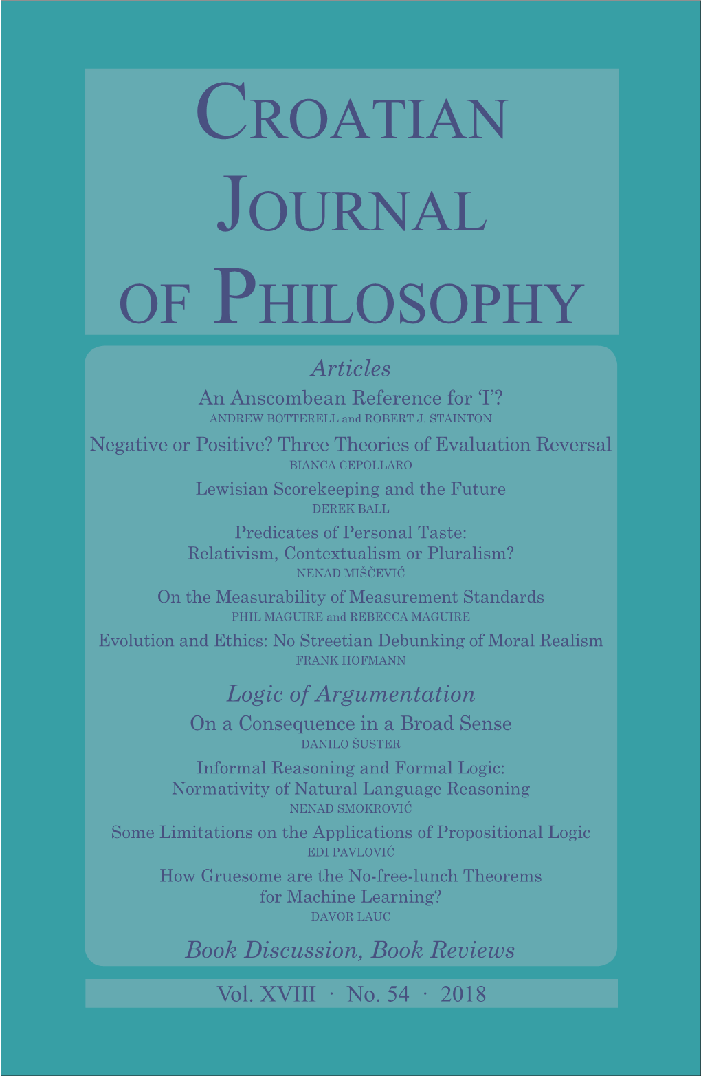 CROATIAN JOURNAL of PHILOSOPHY Articles an Anscombean Reference for ‘I’? ANDREW BOTTERELL and ROBERT J