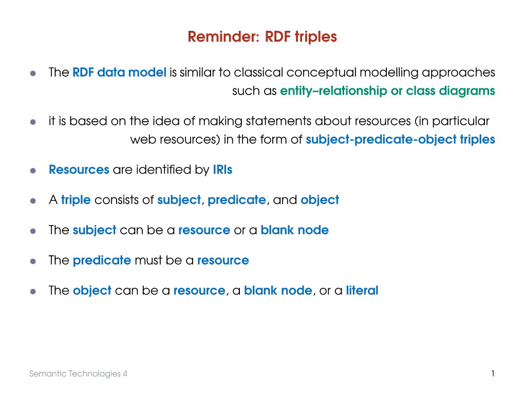 Reminder: RDF Triples