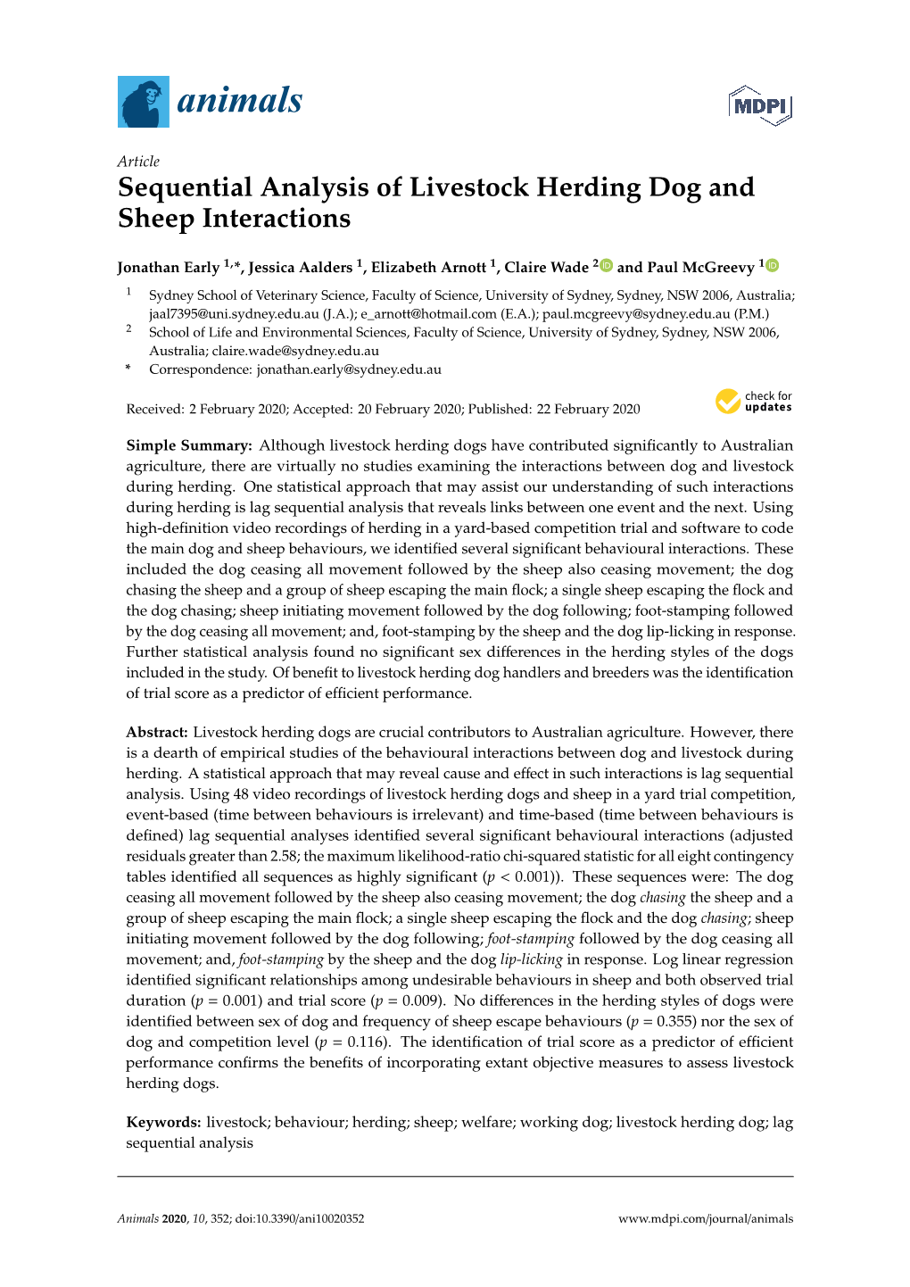 Sequential Analysis of Livestock Herding Dog and Sheep Interactions