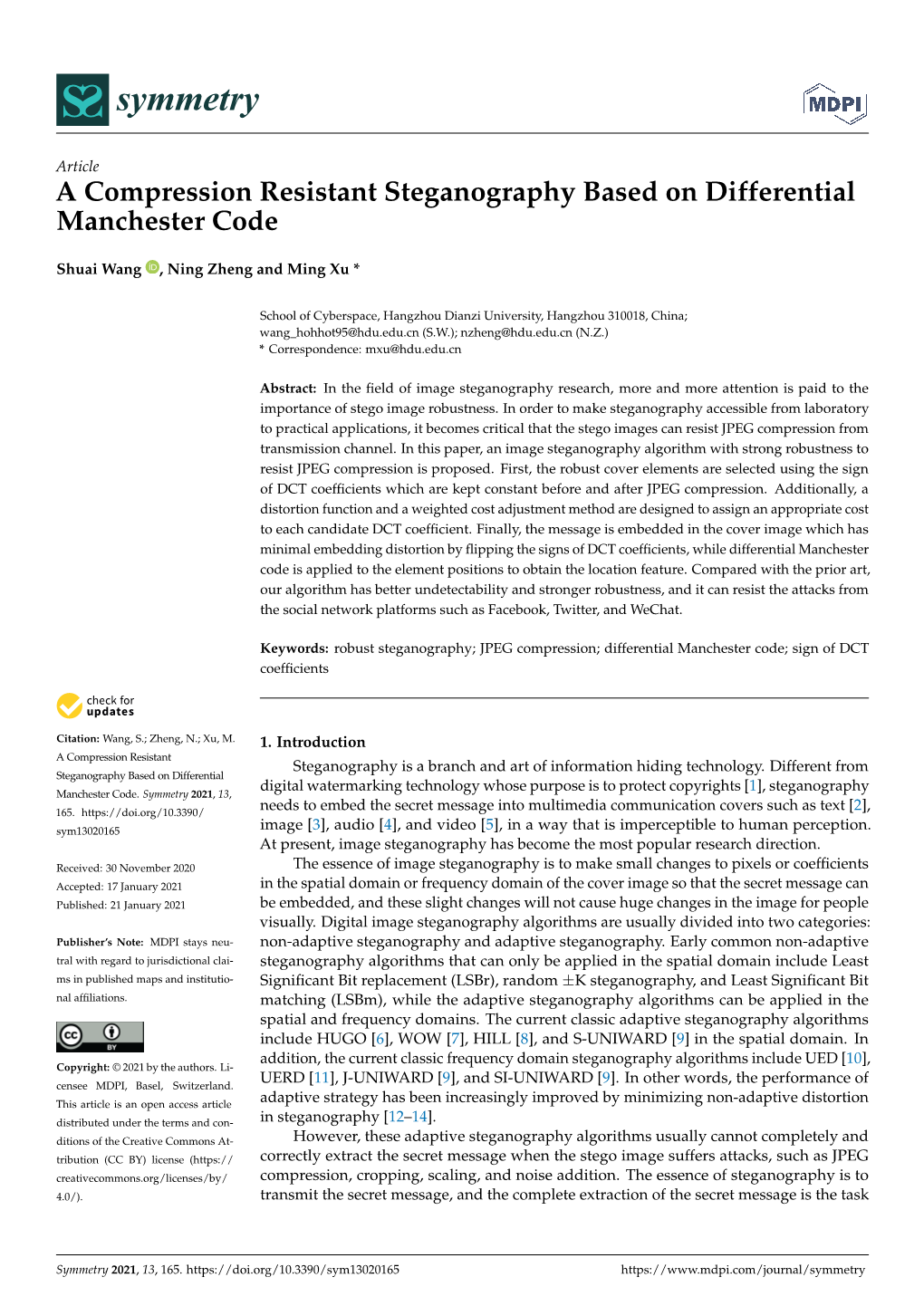 A Compression Resistant Steganography Based on Differential Manchester Code