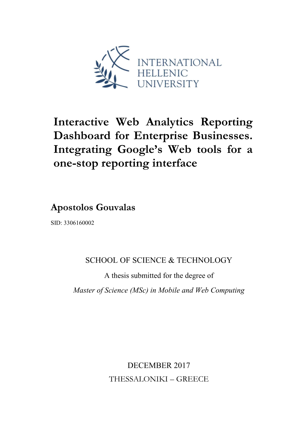 Interactive Web Analytics Reporting Dashboard for Enterprise Businesses