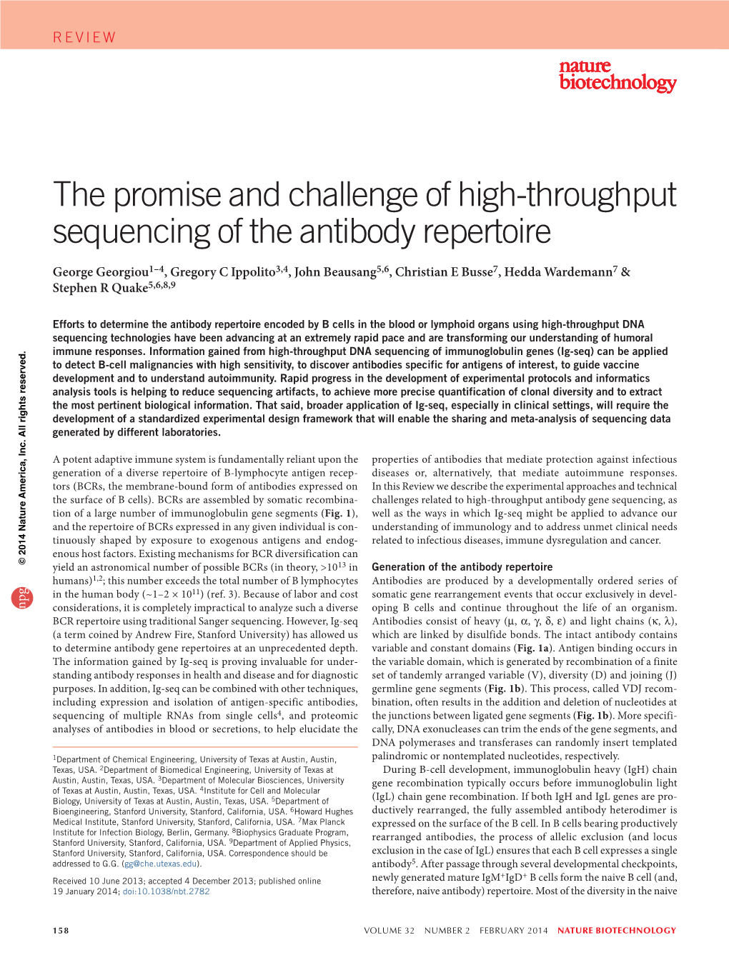 The Promise and Challenge of High-Throughput Sequencing of the Antibody Repertoire