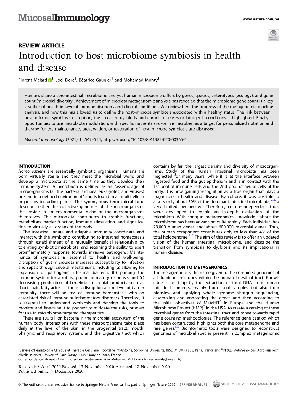 Introduction to Host Microbiome Symbiosis in Health and Disease