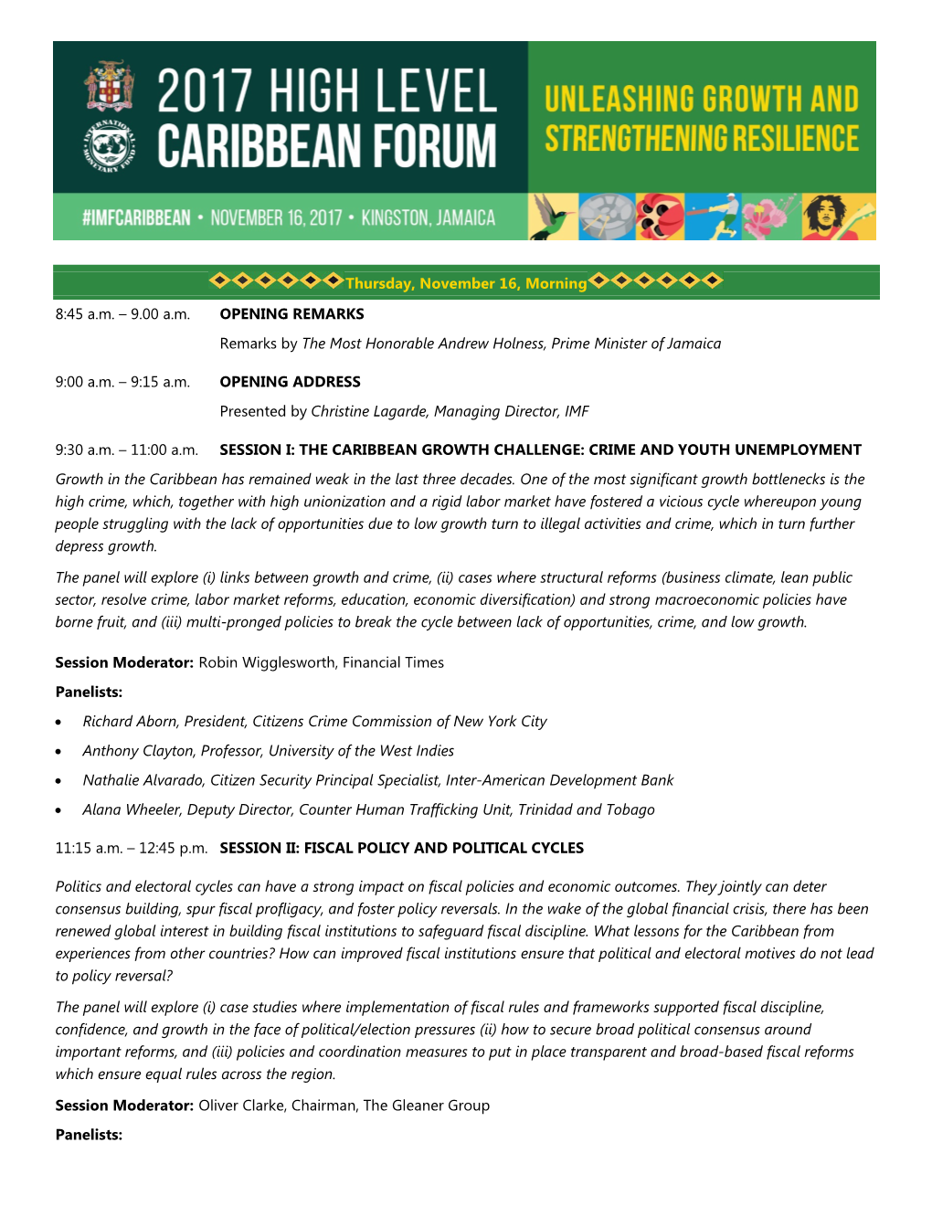 217 High Level Caribbean Forum