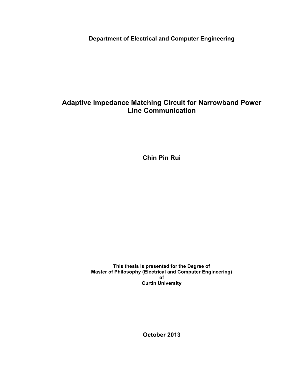 Adaptive Impedance Matching Circuit for Narrowband Power Line Communication