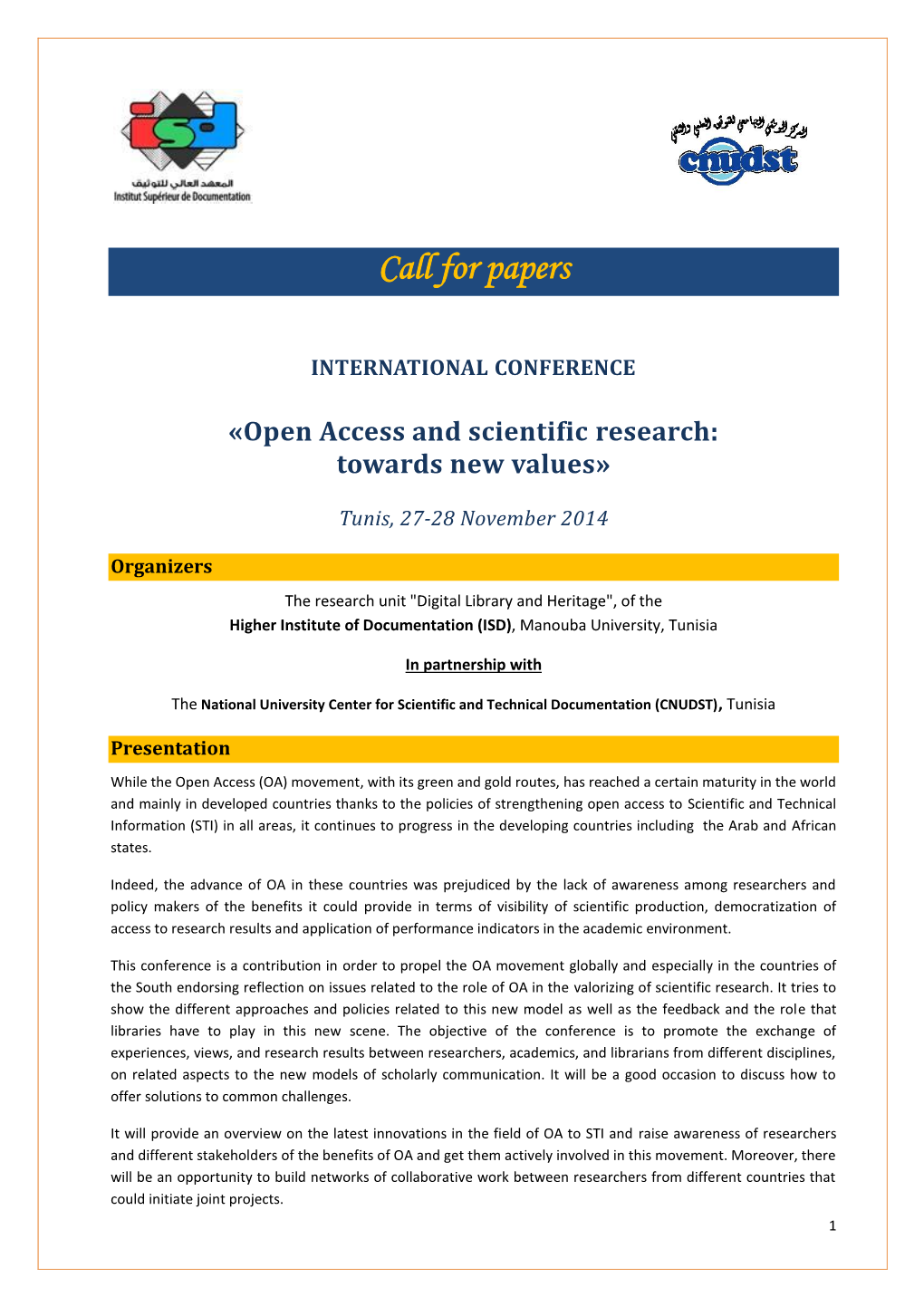 Call for Papers