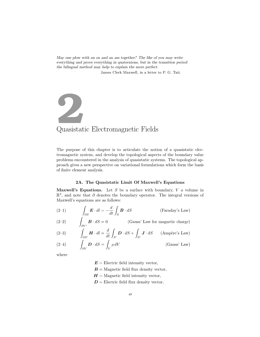 2Quasistatic Electromagnetic Fields