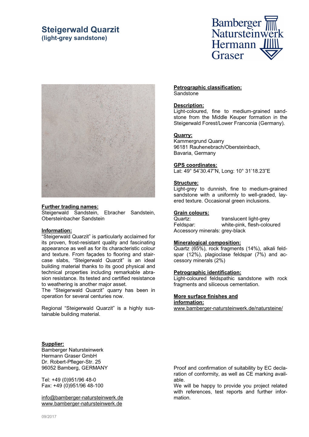 Steigerwald Quarzit (Light-Grey Sandstone)