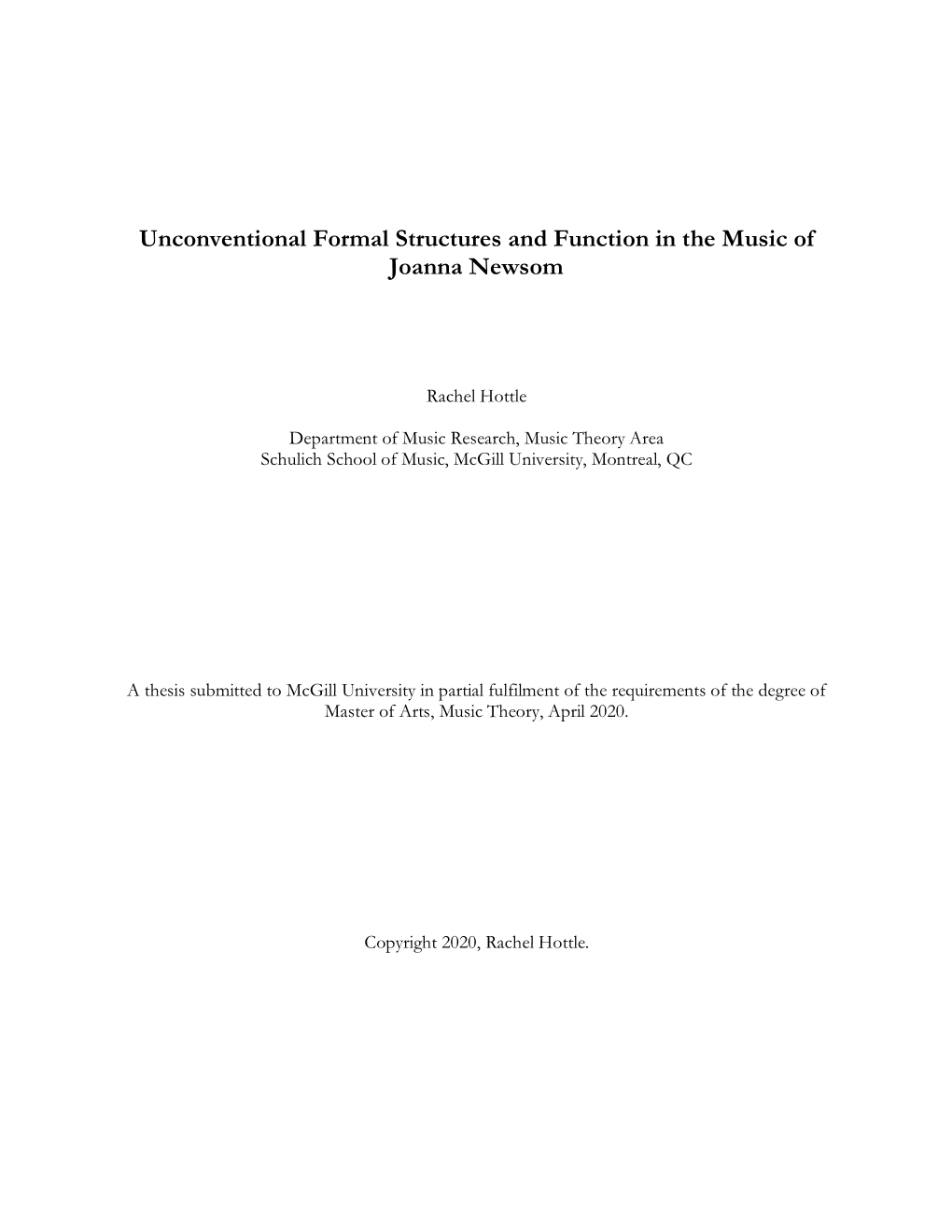 Unconventional Formal Structures and Function in the Music of Joanna Newsom