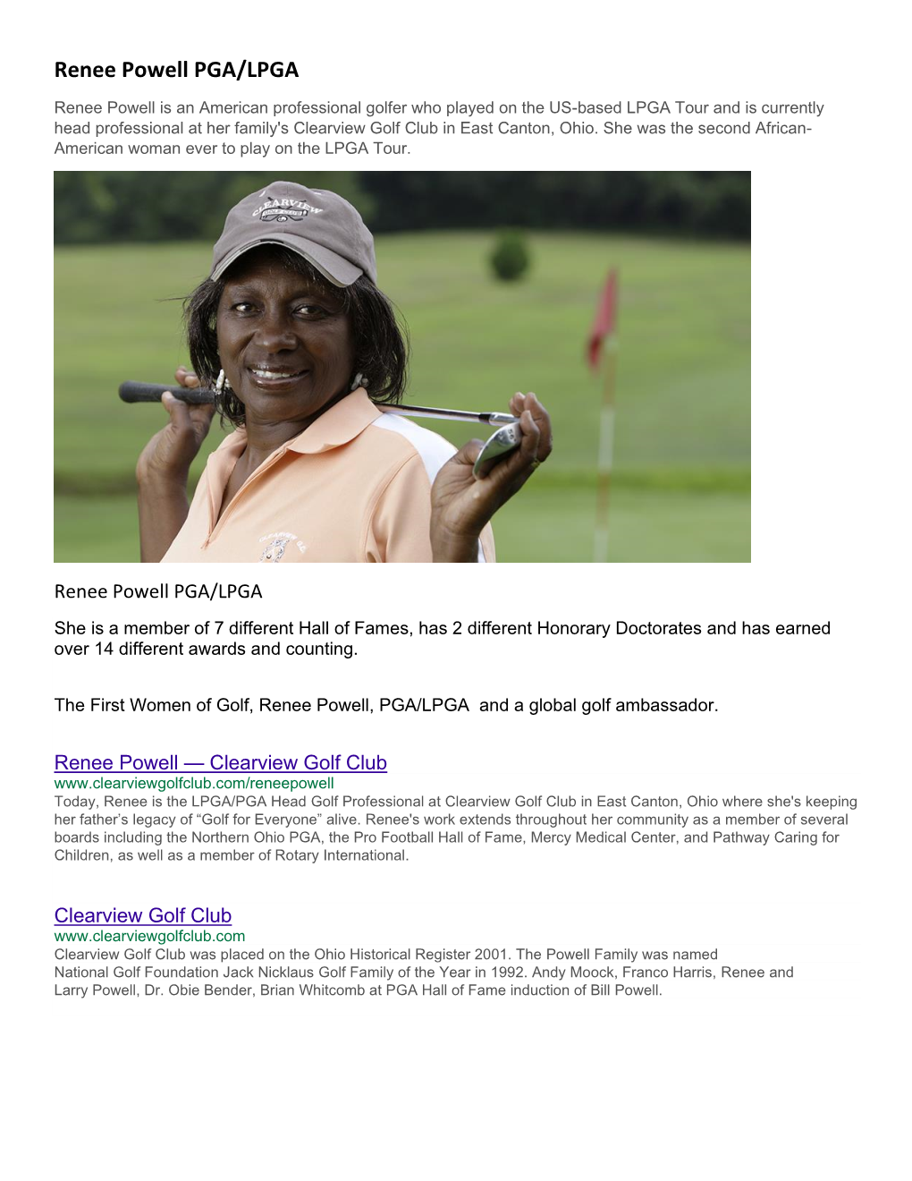 Renee Powell PGA/LPGA