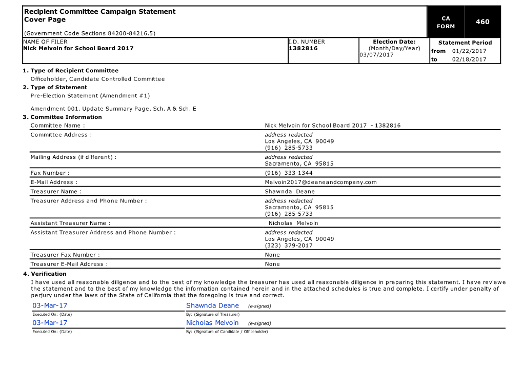 (E-Signed) Recipient Committee Campaign Statement Cover Page