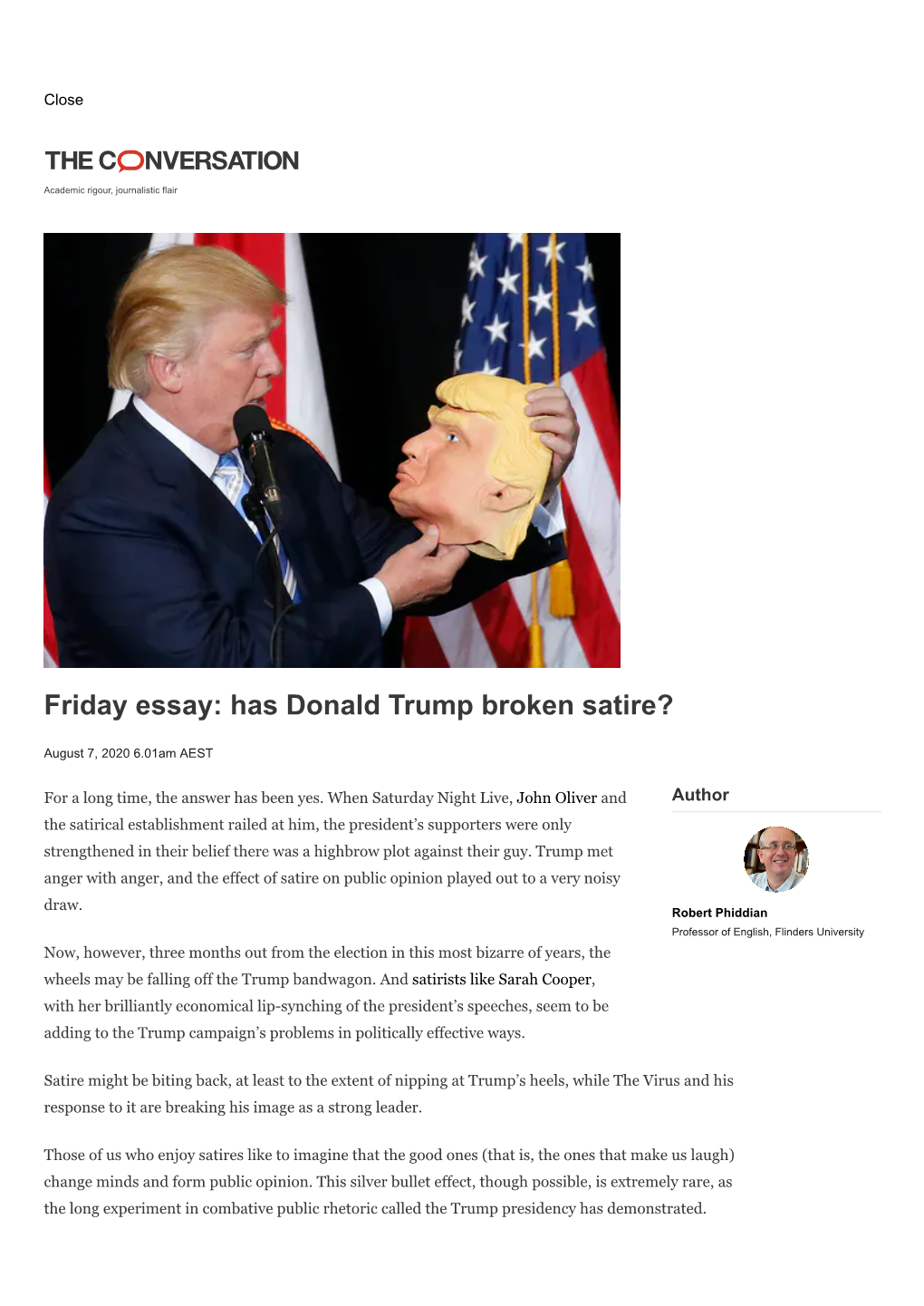 Friday Essay: Has Donald Trump Broken Satire?