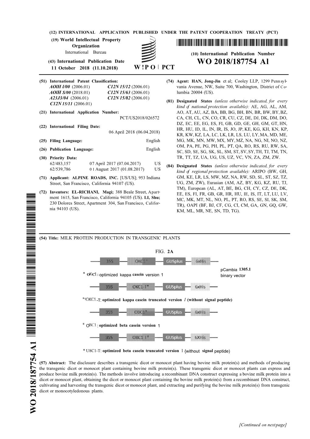 WO 2018/187754 Al 11 October 2018 (11.10.2018) W !P O PCT