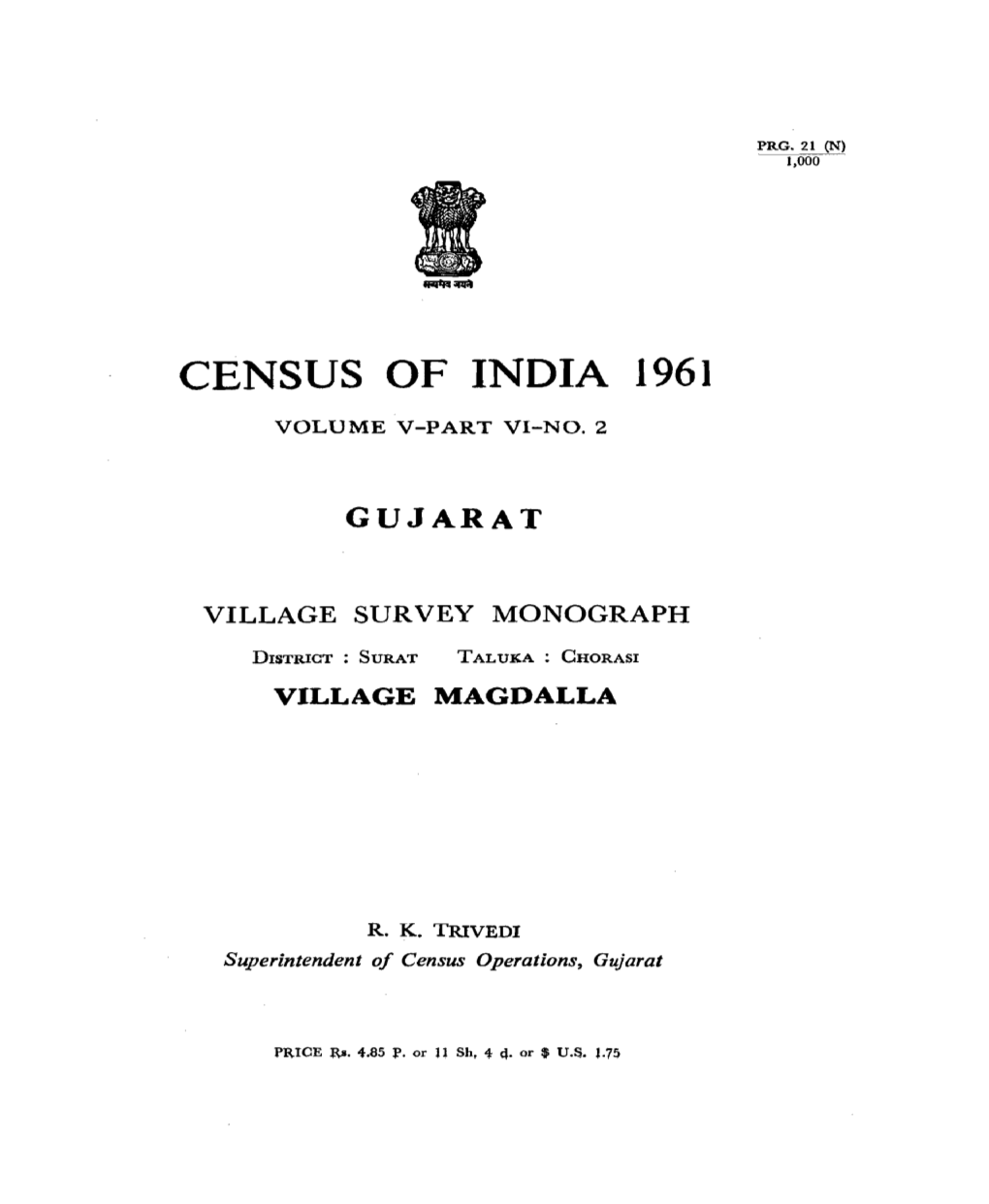 Village Survey Monograph, Village Magdalla, Part VI, No-2, Vol-V
