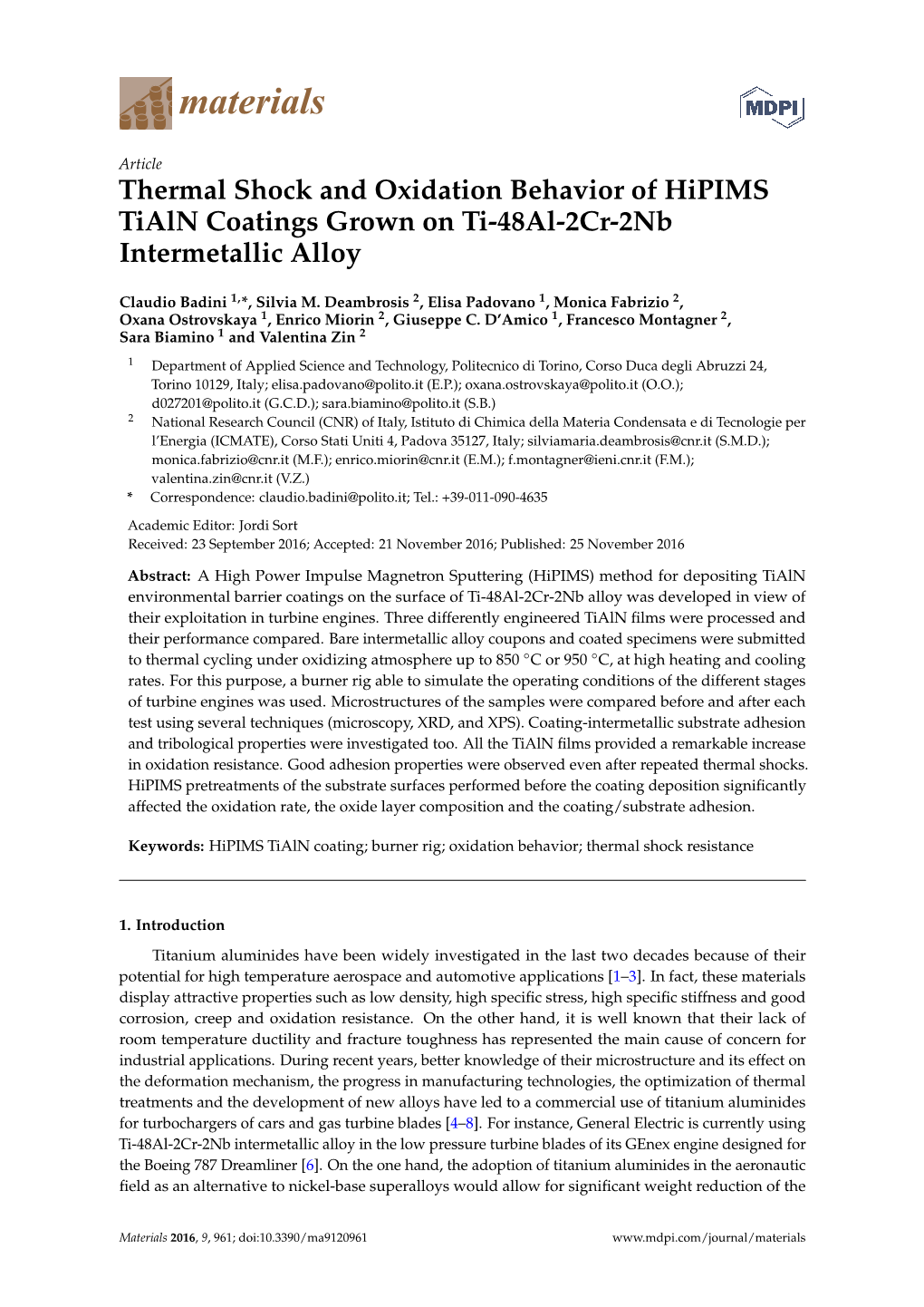 Thermal Shock and Oxidation Behavior of Hipims Tialn Coatings Grown on Ti-48Al-2Cr-2Nb Intermetallic Alloy