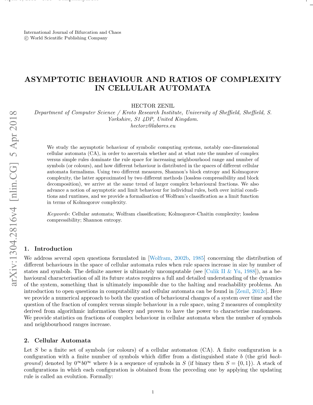 Asymptotic Behaviour and Ratios of Complexity in Cellular Automata