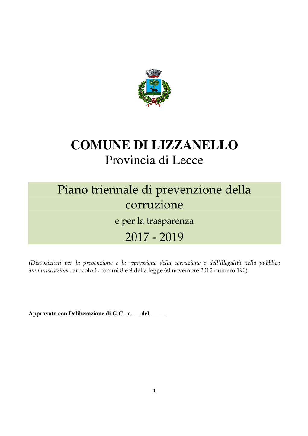 COMUNE DI LIZZANELLO Provincia Di Lecce